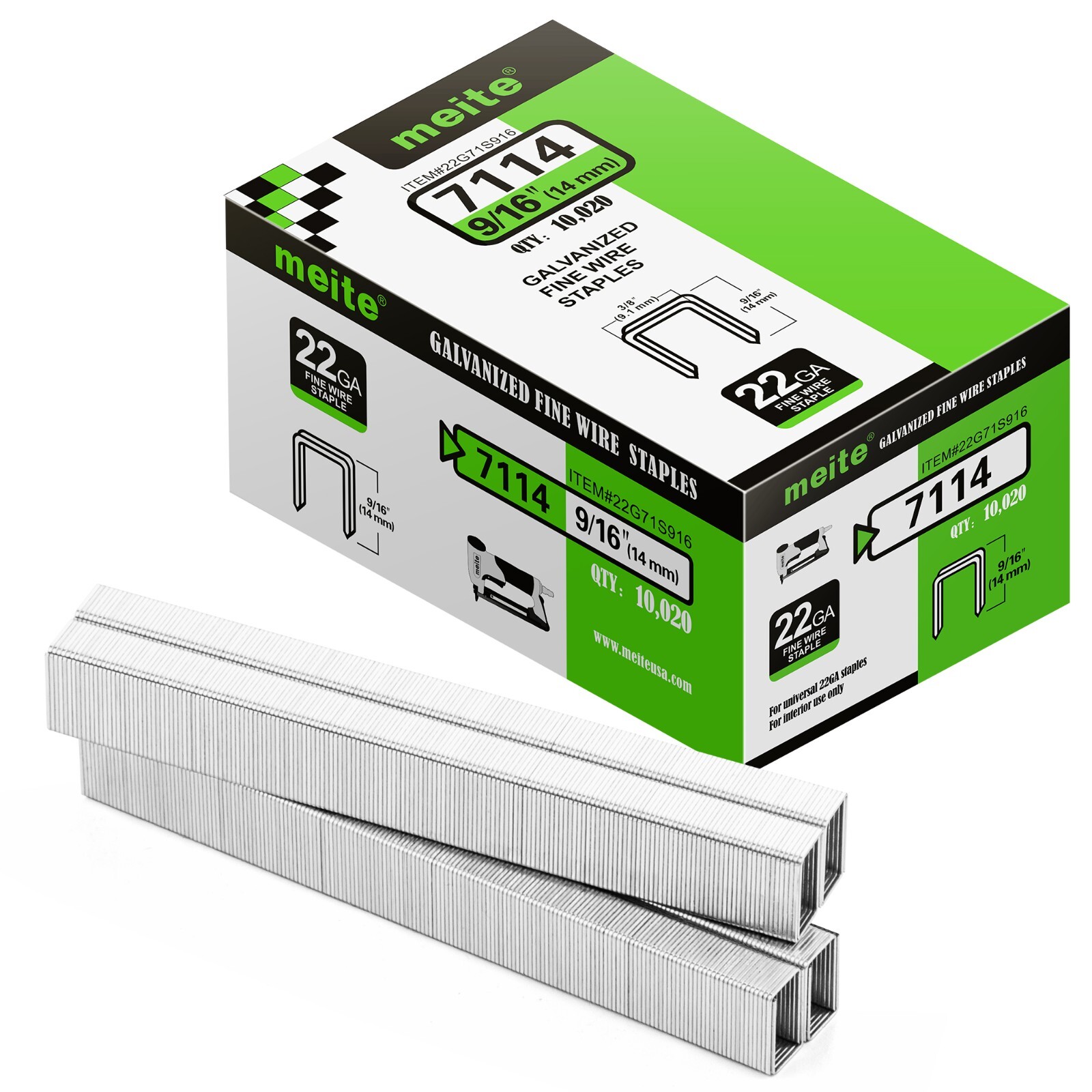 meite 22 GA 3/8″ Crown 3/16″ – 5/8″ Length Galvanized Upholstery Staples 71 Type
