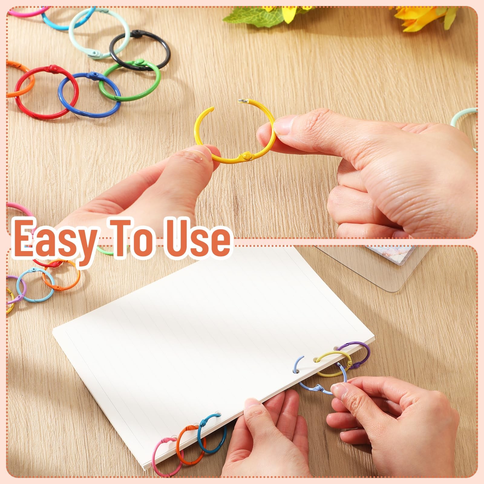 150 Pcs Loose Leaf Binder Rings Colorful Book Rings Metal Notebook Paper Flas…