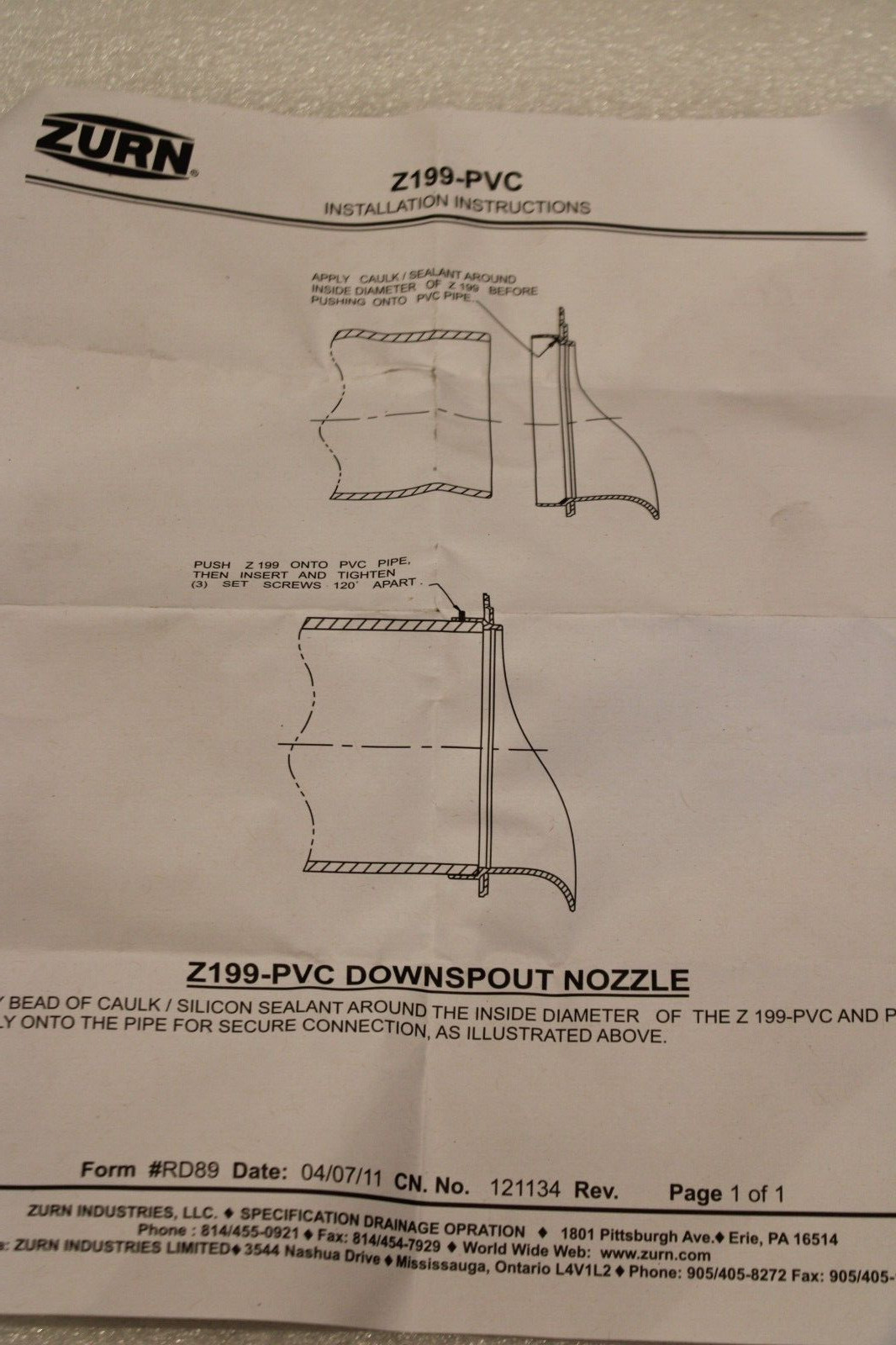 Zurn Z199-PVC – Bolt-On Downspout Nozzle for 4 Inch Pipe, Spout Only – Brass