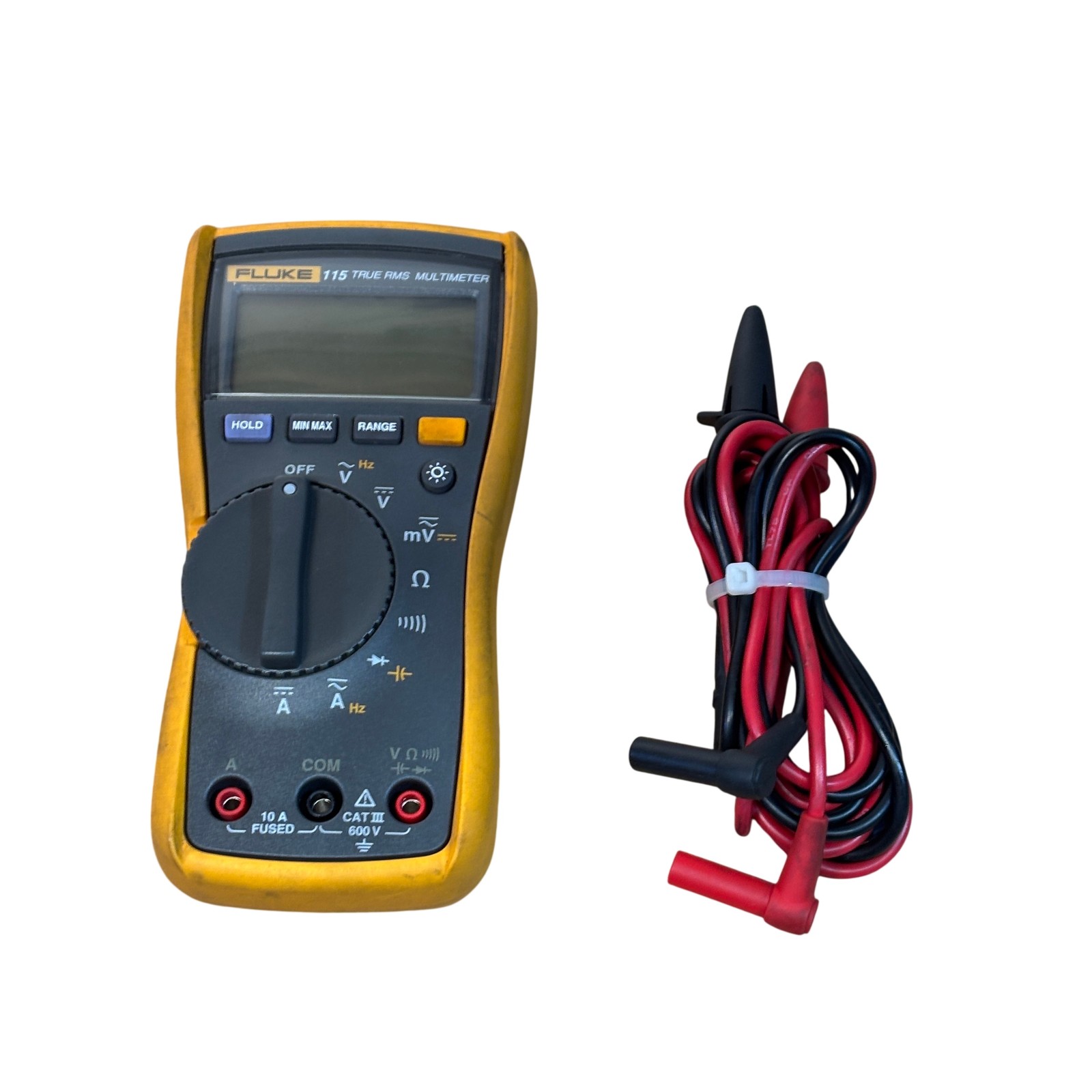 Fluke 115 Yellow & Black CAT III 600-Volt 20-Amp True RMS Digital Multimeter