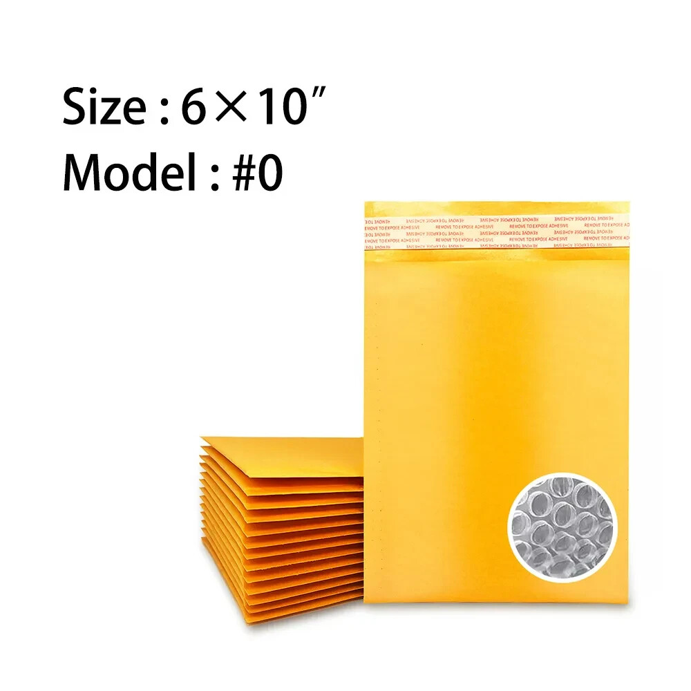 Coolpkg 50pcs #0 6×10 Kraft Bubble Mailers Self Seal Padded Envelopes 6″x10″