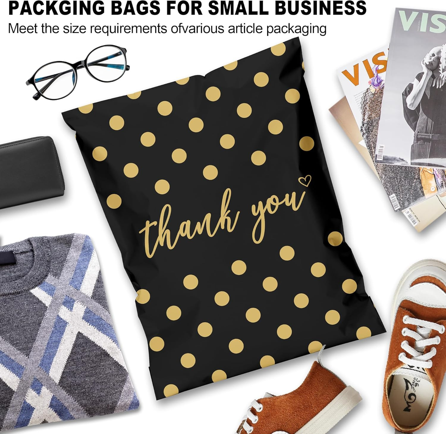 Thank You Poly Mailer 10×13 25 Pack – Shipping Bags for Clothing, Strong Thick a