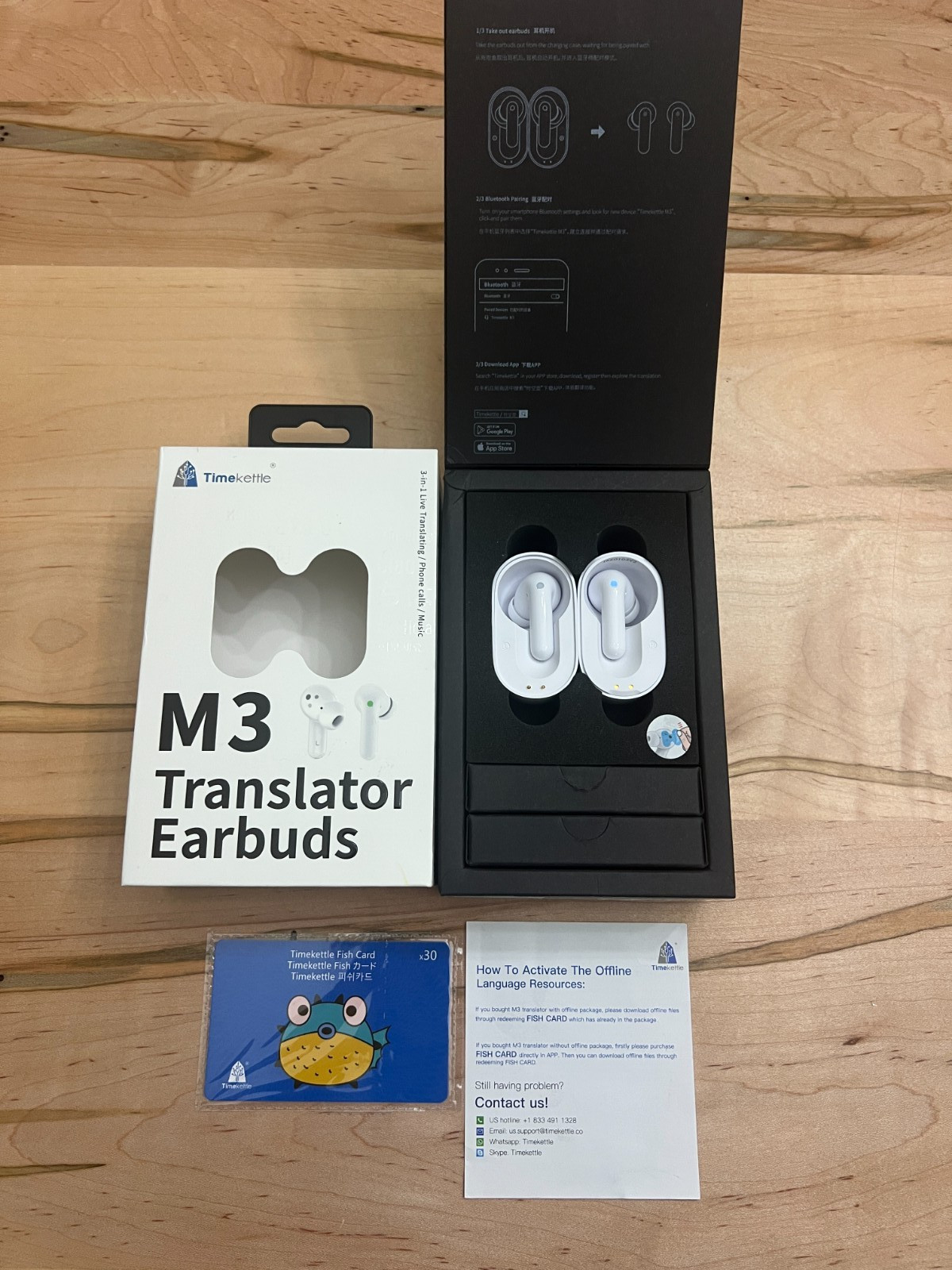 Timekettle M3 Language Translator Earbuds, Two-Way Translator Device #2374C
