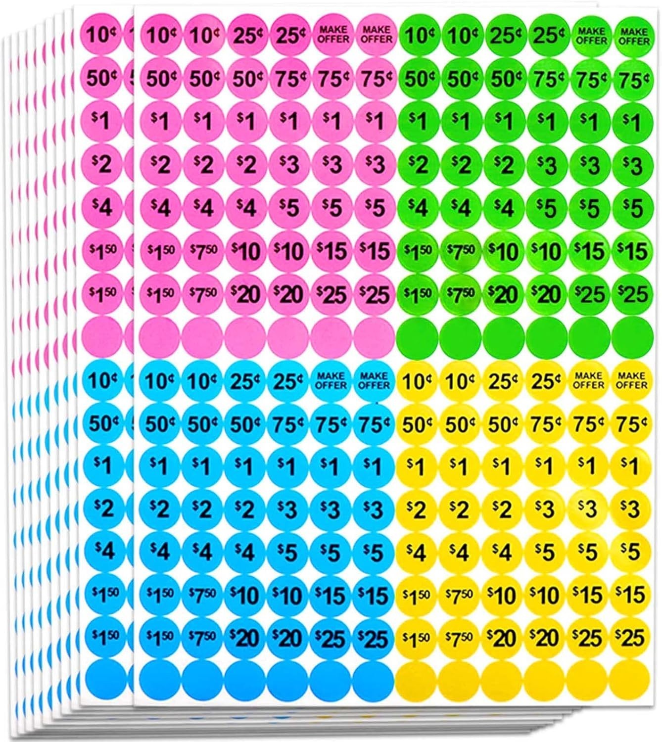Yard Sale Price Stickers Garage Sale Pre Priced Price Tag Labels 1920 Pcs