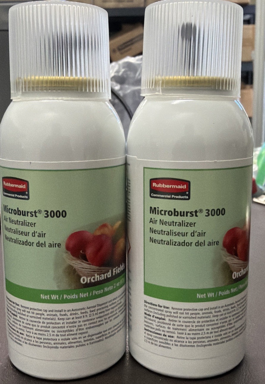 Lot of 2 Rubbermaid Microburst 3000 Odor Neutralizing Aerosol Refill Linen Fresh