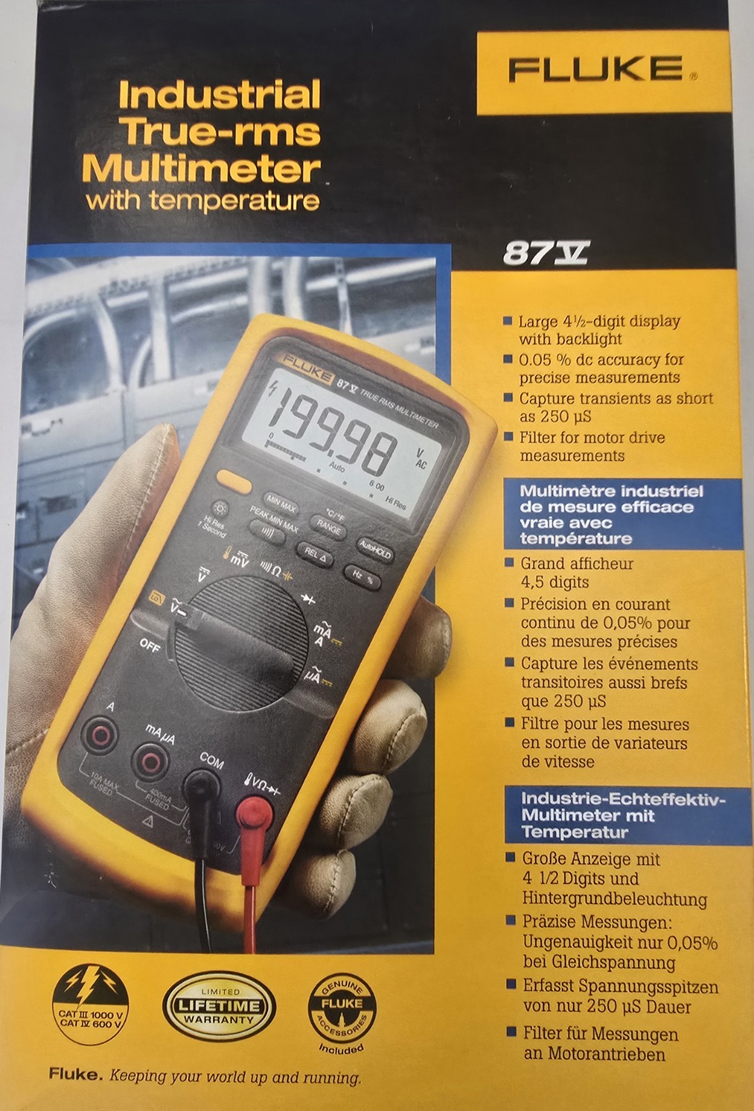 Fluke 87V, True RMS Multimeter With Leads