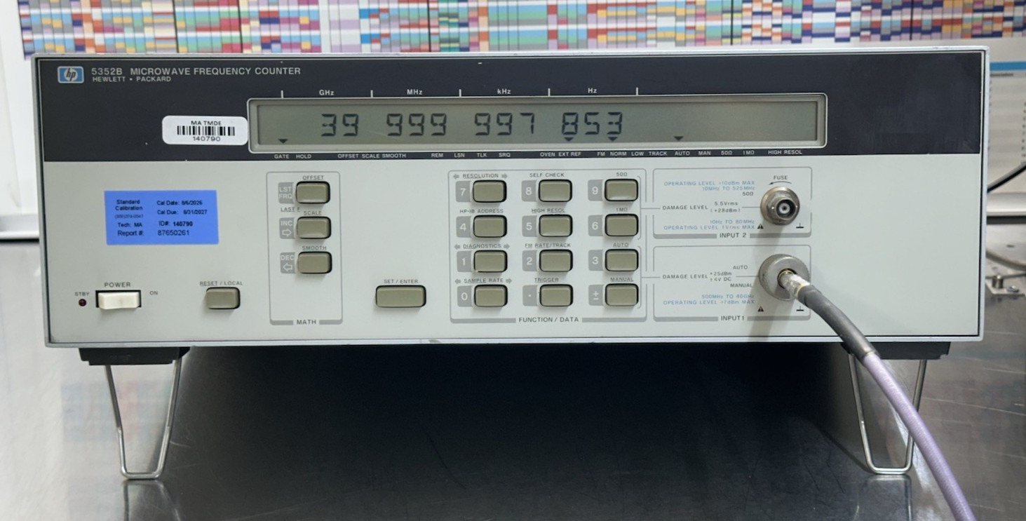 HP Agilent 5352B 40 GHz Microwave Frequency Counter Opt 010 — Calibrated —