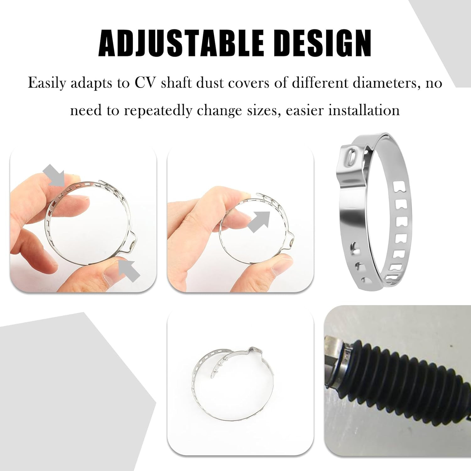 10PCS CV Boot Clamps Kit,Adjustable Tie Rod Boot Clamp for Secure Fixing Hose/Sh