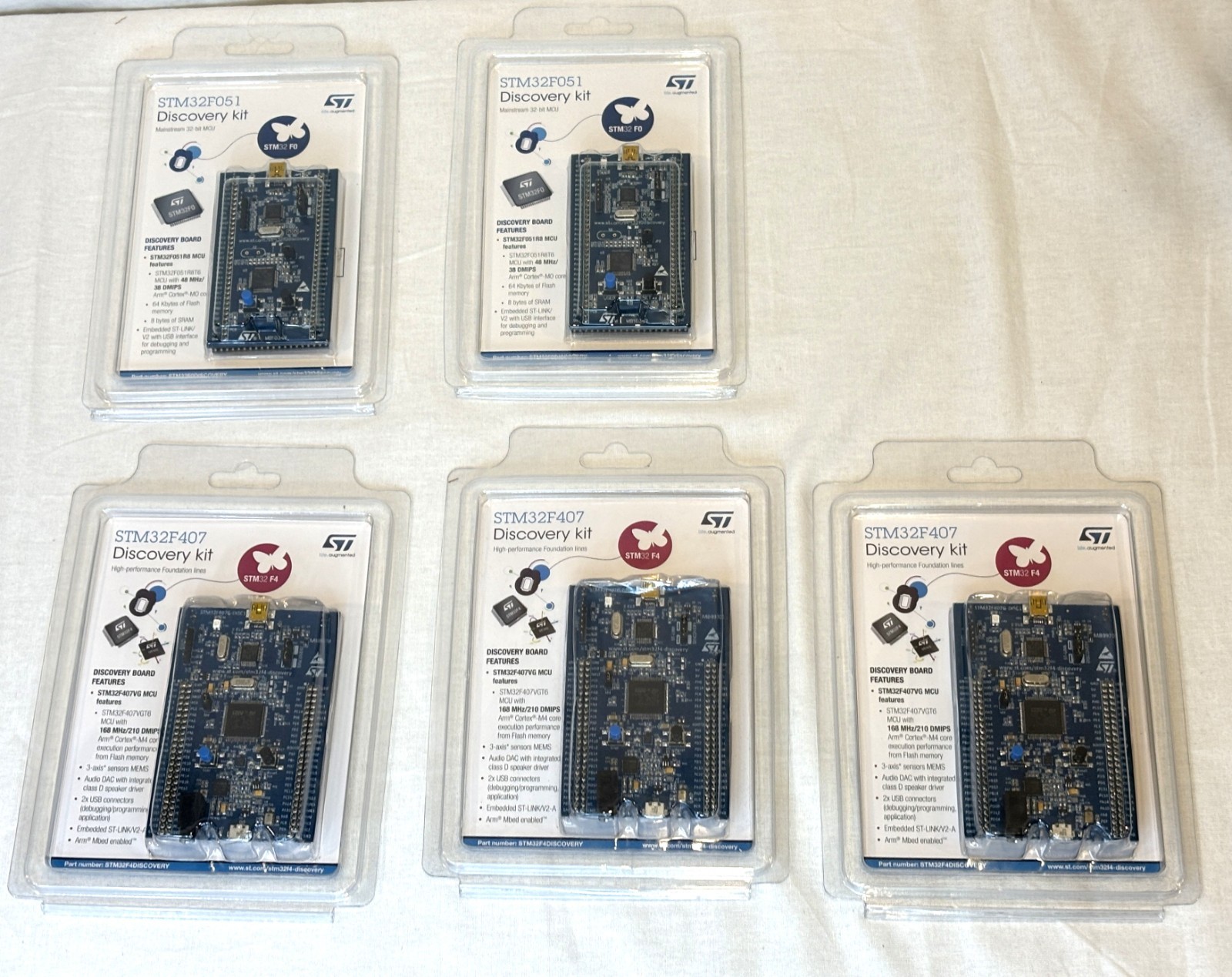 Qty 3 STM32F407 & Qty 2 STM32F051 Development Boards – NEW