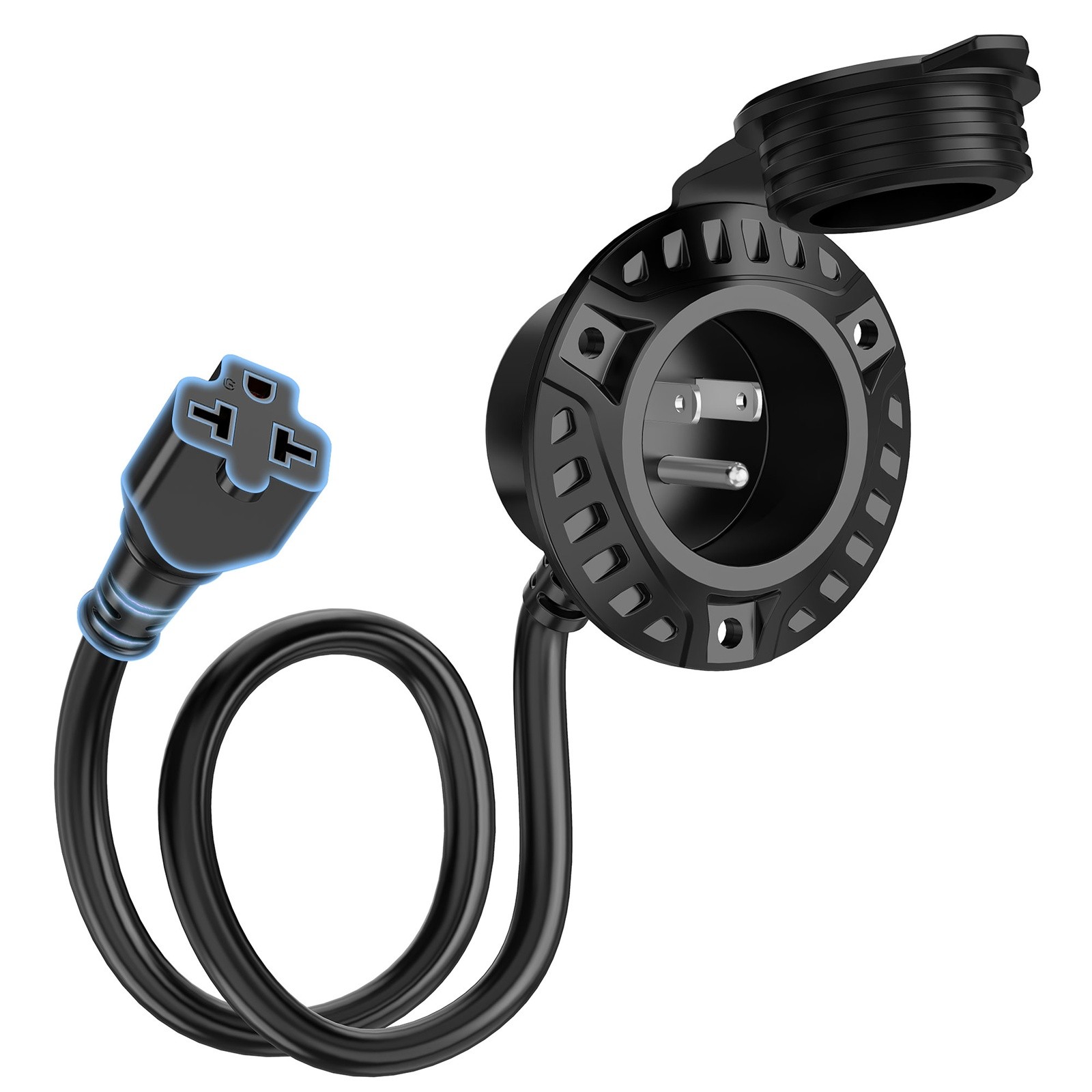 Universal 20 AMP 125V 5-in-1 AC Port Plug, 12AWG RV Shore Power Inlet Socket Kit