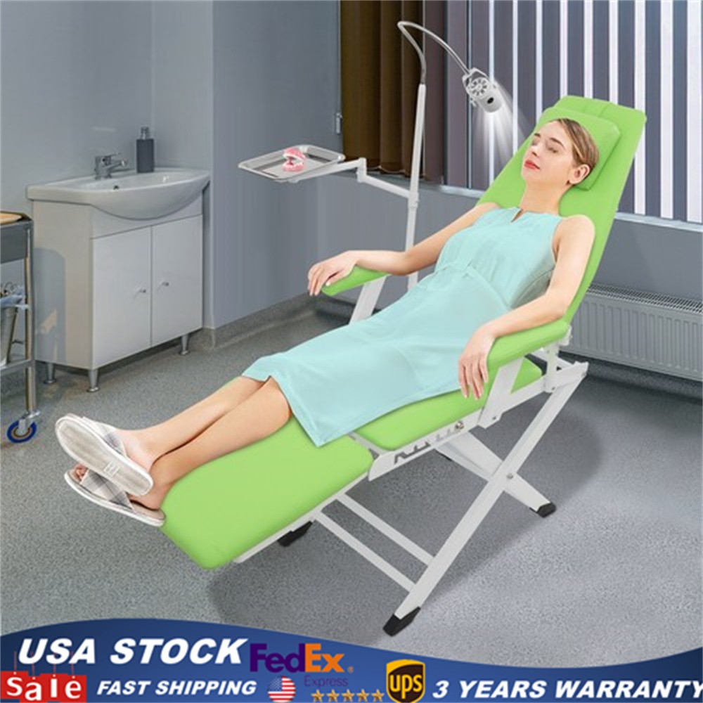 Portable Dental Chair Folding Mobile Chair Exam Chair Tilt with LED Light & Tray