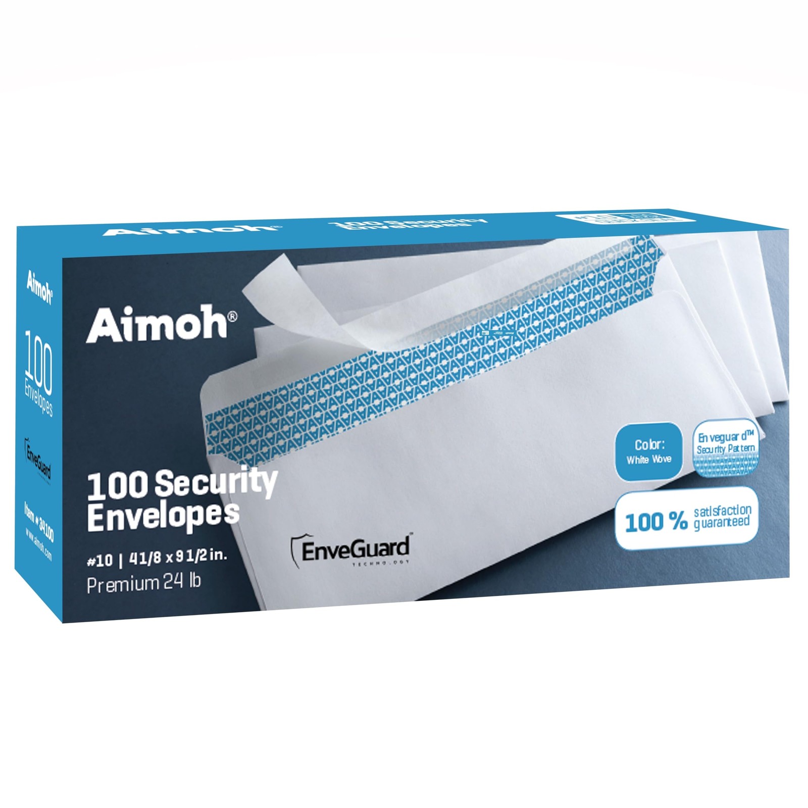 Aimoh 100#10 Security Self-Seal Envelopes, Windowless Design, Premium Securit…