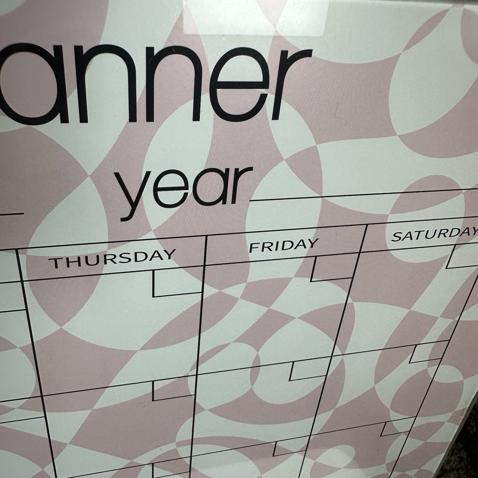 Dry Erase Monthly Calendar Planner Pink/White/Black Patterned 11.75″ x 15.75″