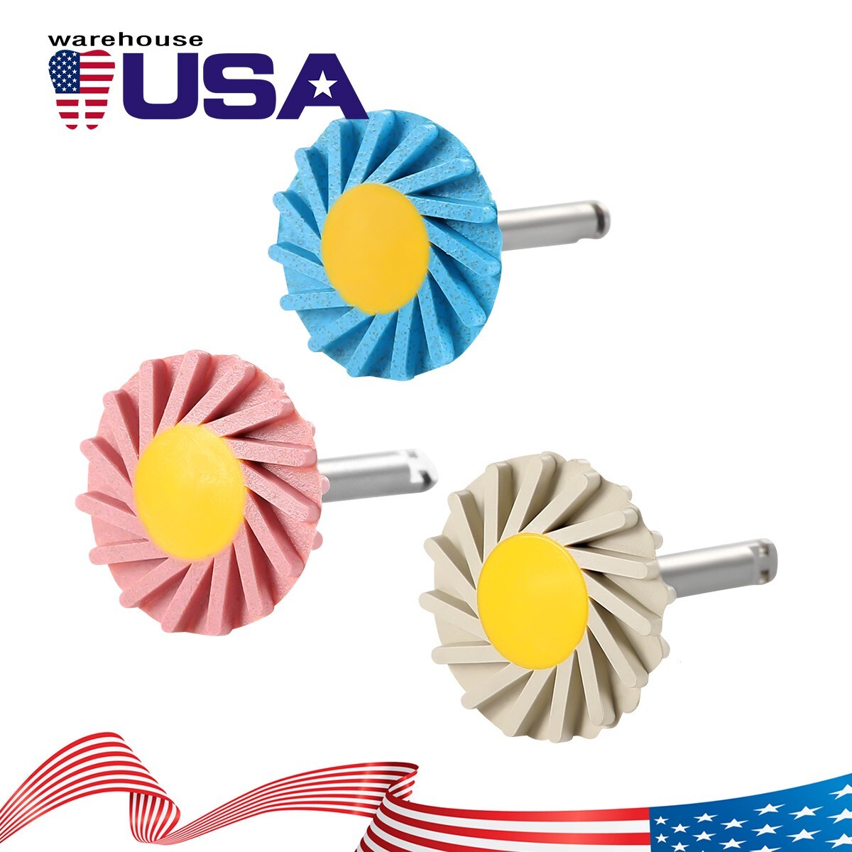 Dental Porcelain Zirconia Grinding Polishing Wheel Kit RA 2.35mm Rubber Diamond