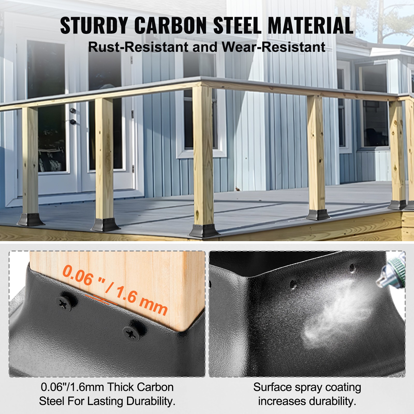 VEVOR 4Pcs 4×4 Post Base Brackets Heavy Duty for Standard Wood Post Anchor
