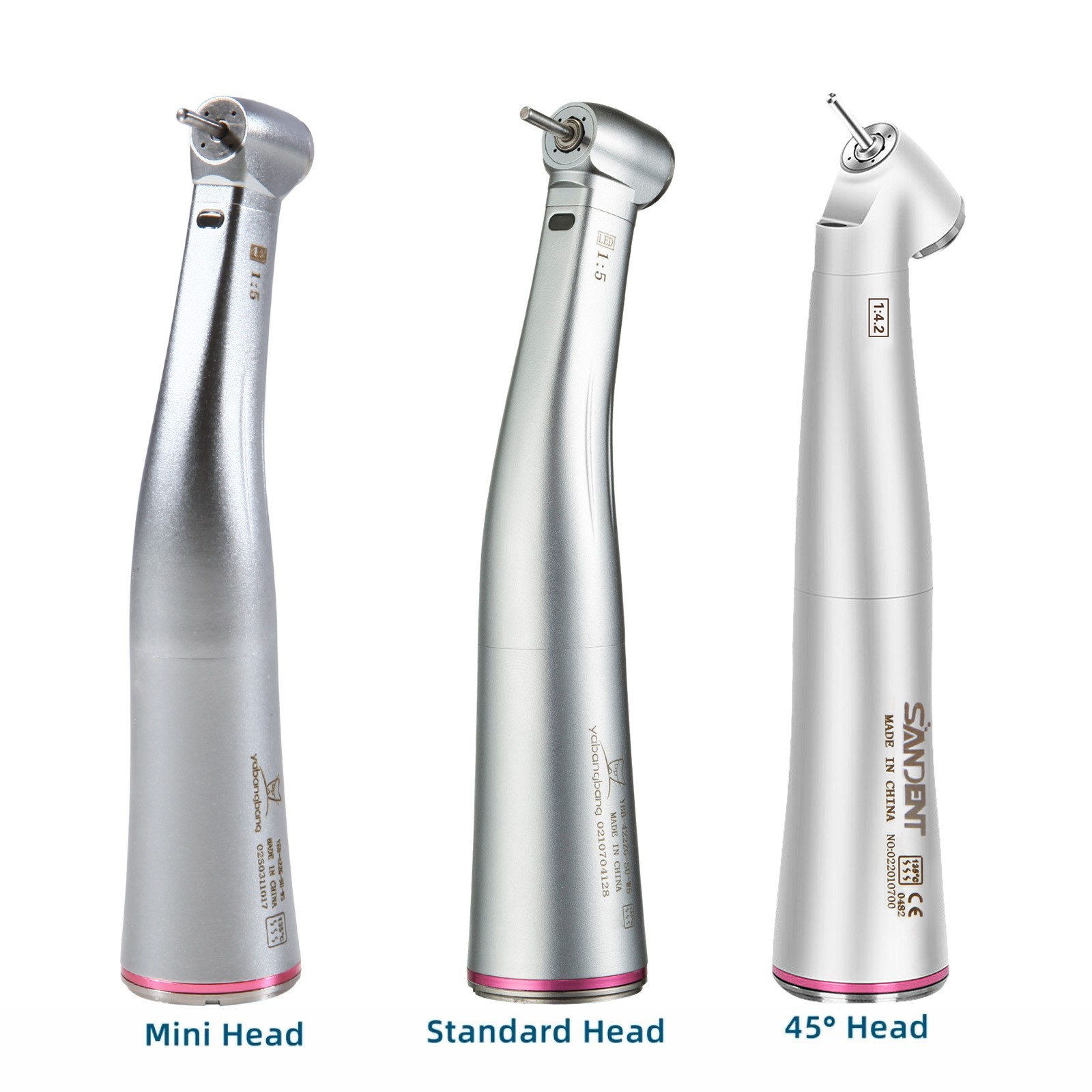 Dental 1:1 1:5 1:4.2 LED Contra Angle Increasing Handpiece Red Ring NSK Style CE