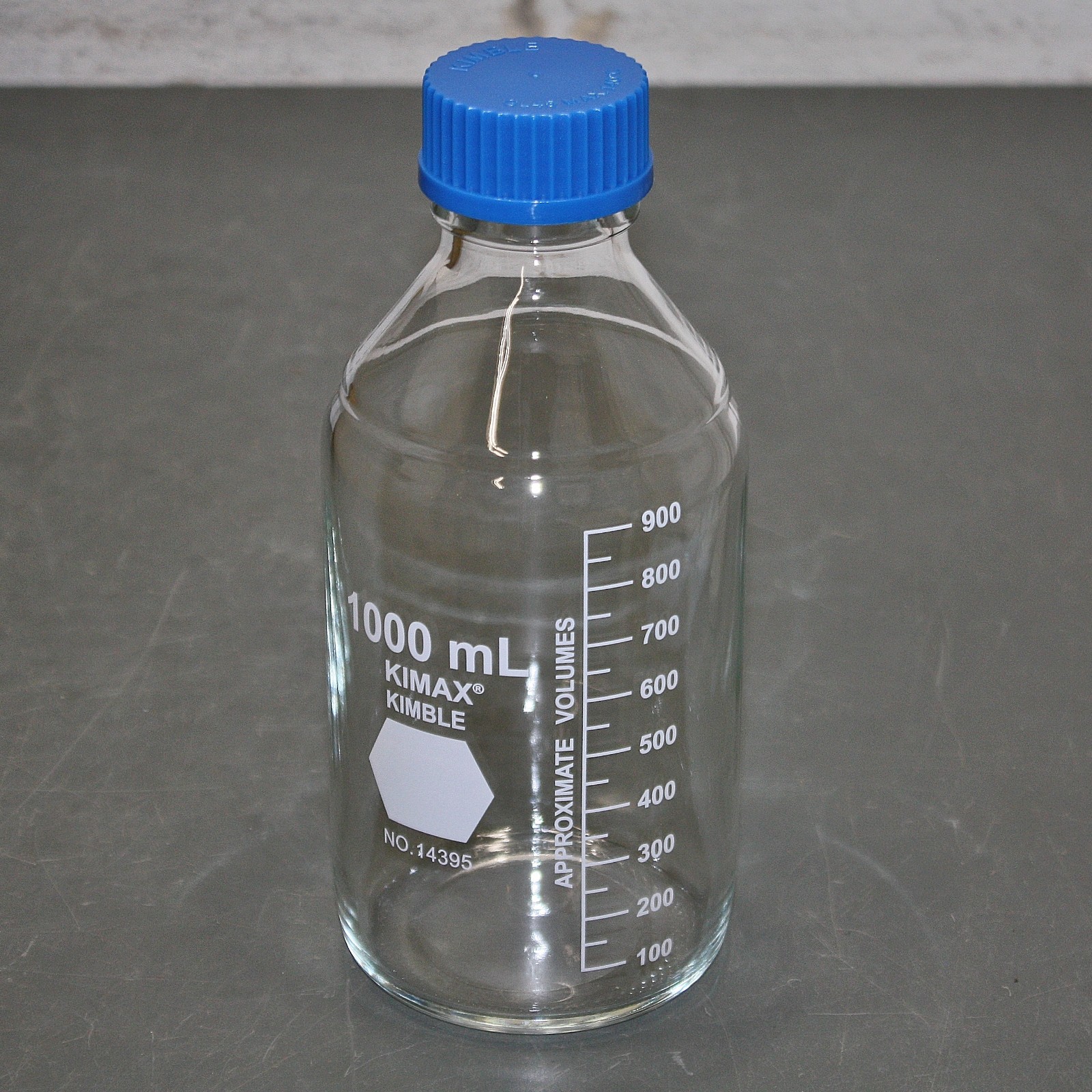 (10) Kimble Media Bottles 14395-1000, 1L / 1000mL, Borosilicate Glass, GL45 Cap