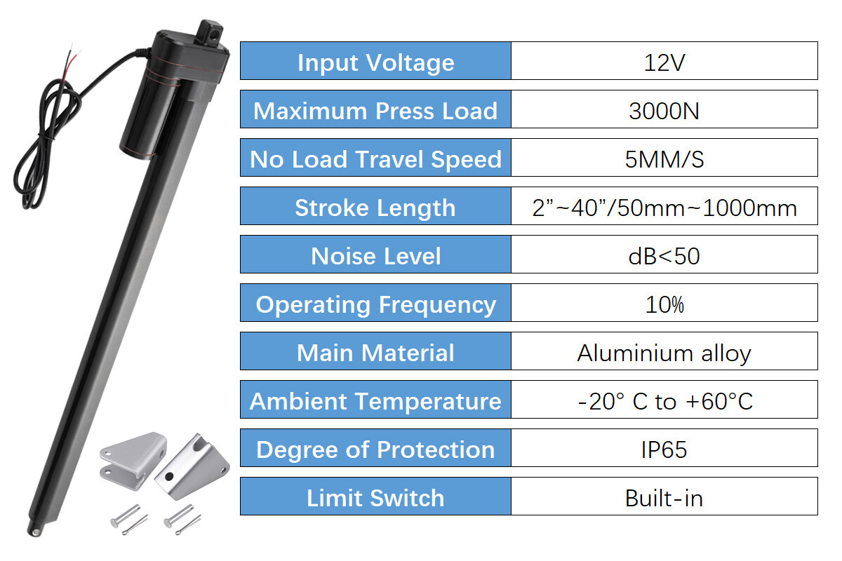 DC 12V Linear Actuator Heavy Duty 2″~40″ Long Stroke 6inch 8in 3000N Waterproof