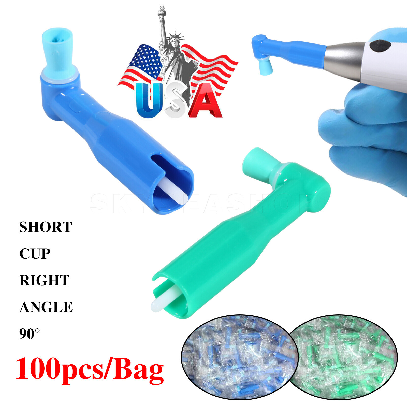 100-1000pcs Dental Disposable Prophy Angles Top Quality Latex Free Soft / Firm