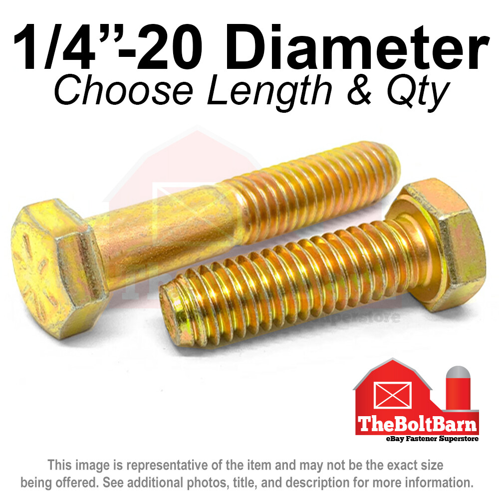 1/4″-20 Grade 8 Hex Cap Screws COARSE Thread USS Hex Bolts (Pick Length & Qty)