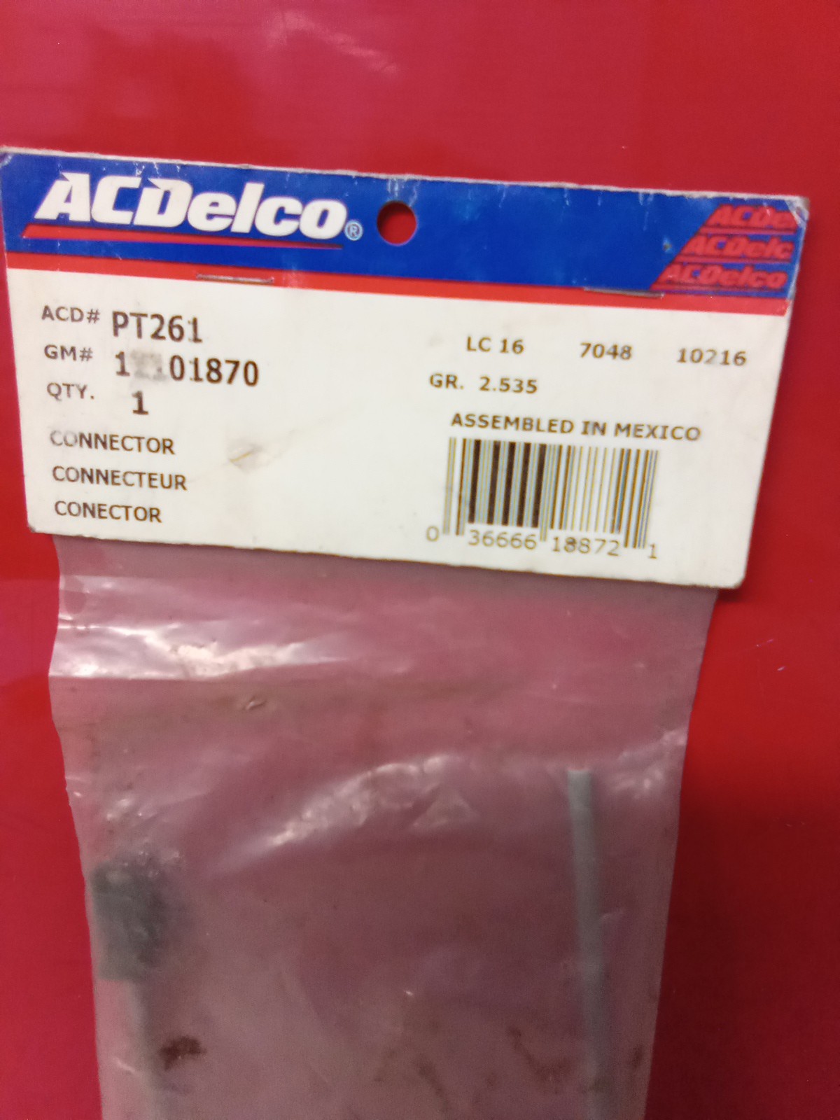 AC Delco PT261, 1 Way Female Pigtail Plug, New, Free Shipping
