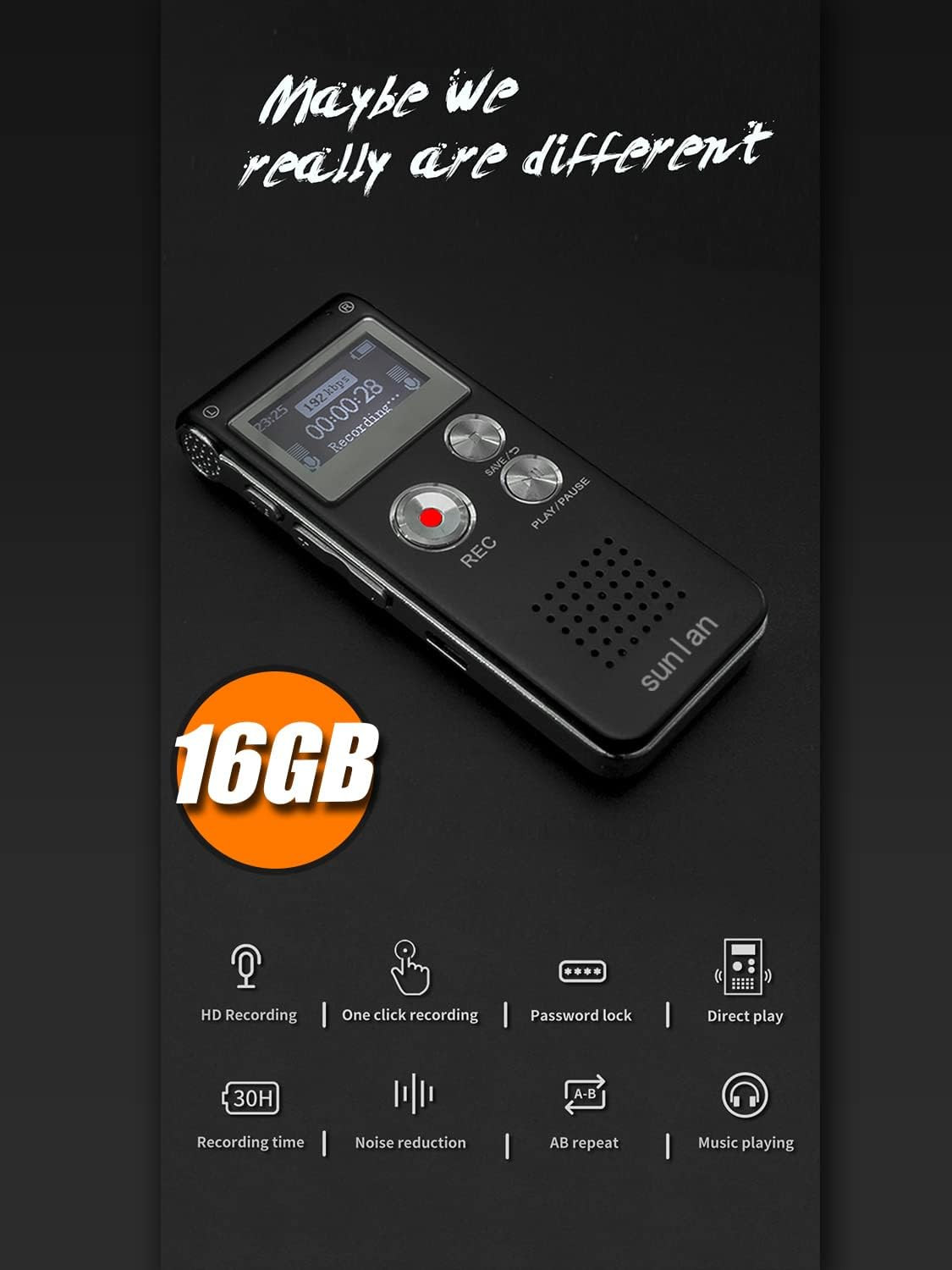 Grabadora de voz digital de 16 GB con reproducción para conferencias