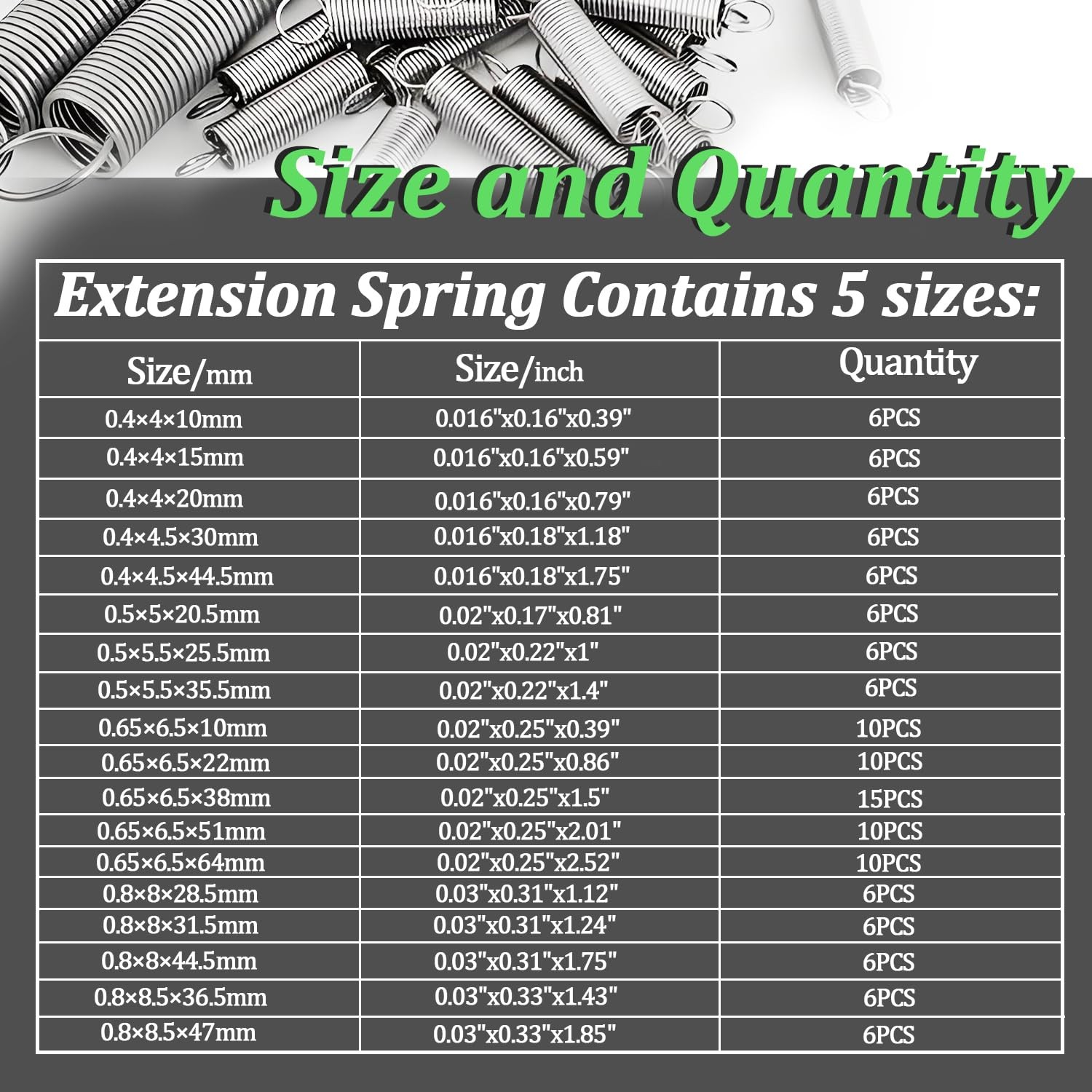 Ruibapa 133 PCS Extension Spring Assortment Kit 18 Different 133PCS（18 Sizes)