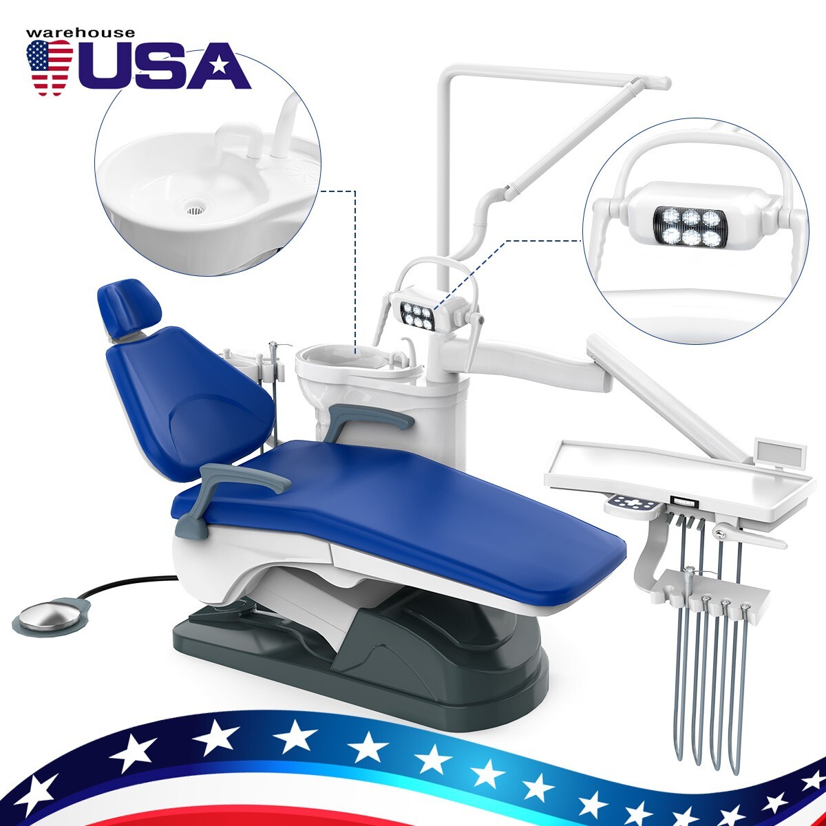 Dental Examination Chair Unit PU Leather Computer Controlled Motor +Doctor Stool