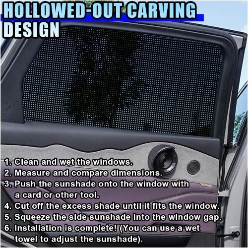 2PCS Reusable Static Cling Car Window Shades, UV & Heat G Size: Mesh Hole-2PCS