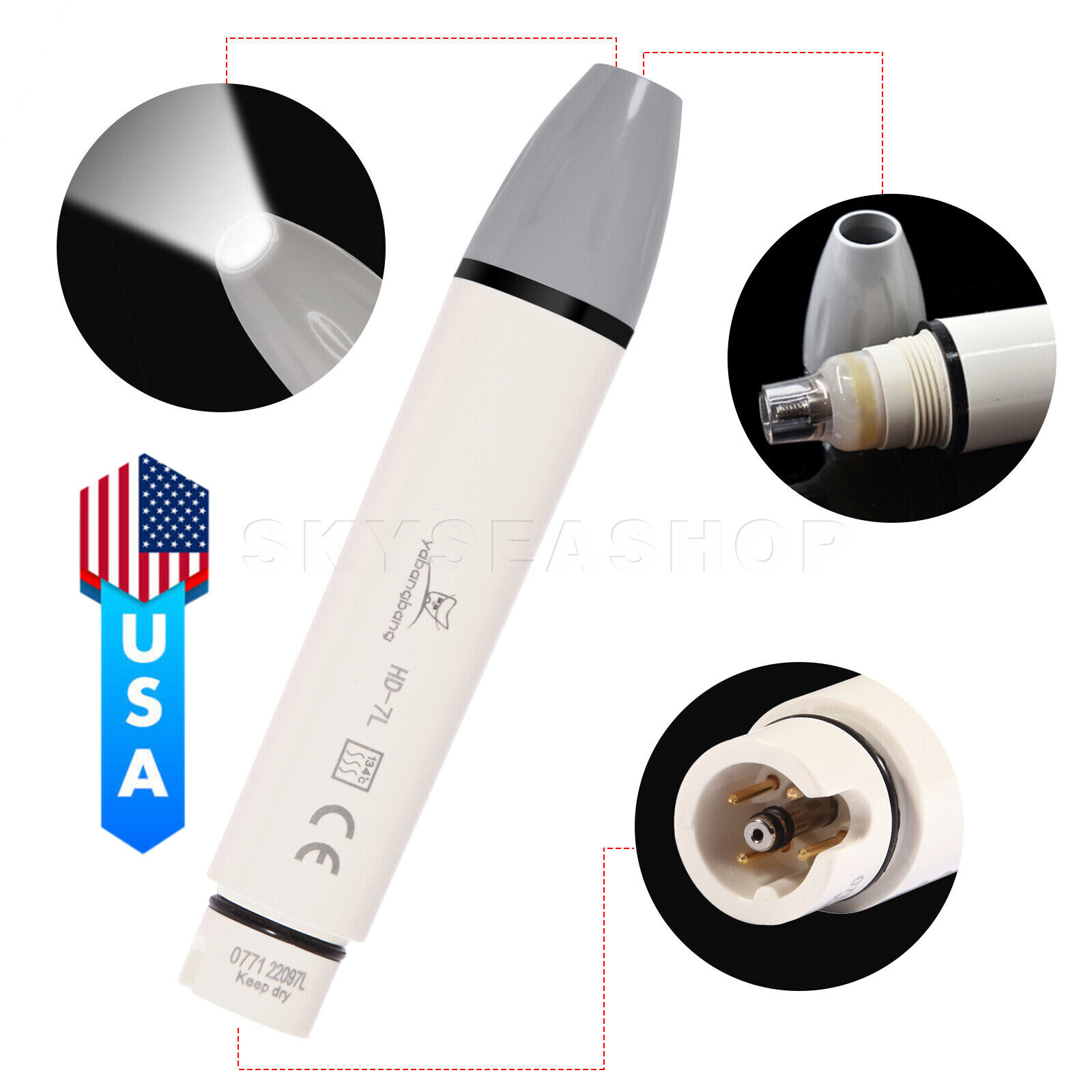 HD-7L Dental Ultrasonic Piezo Scaler Handpiece LED Light For DTE SATELEC USA