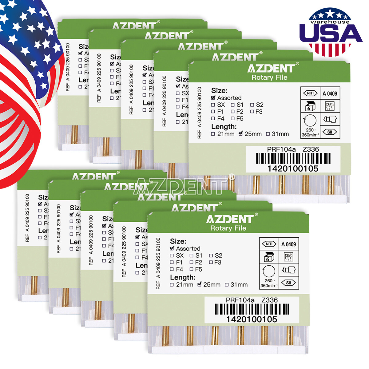 AZDENT Dental Endo Super Rotary Files Root Canal K-Files Engine Use 25MM SX-F3