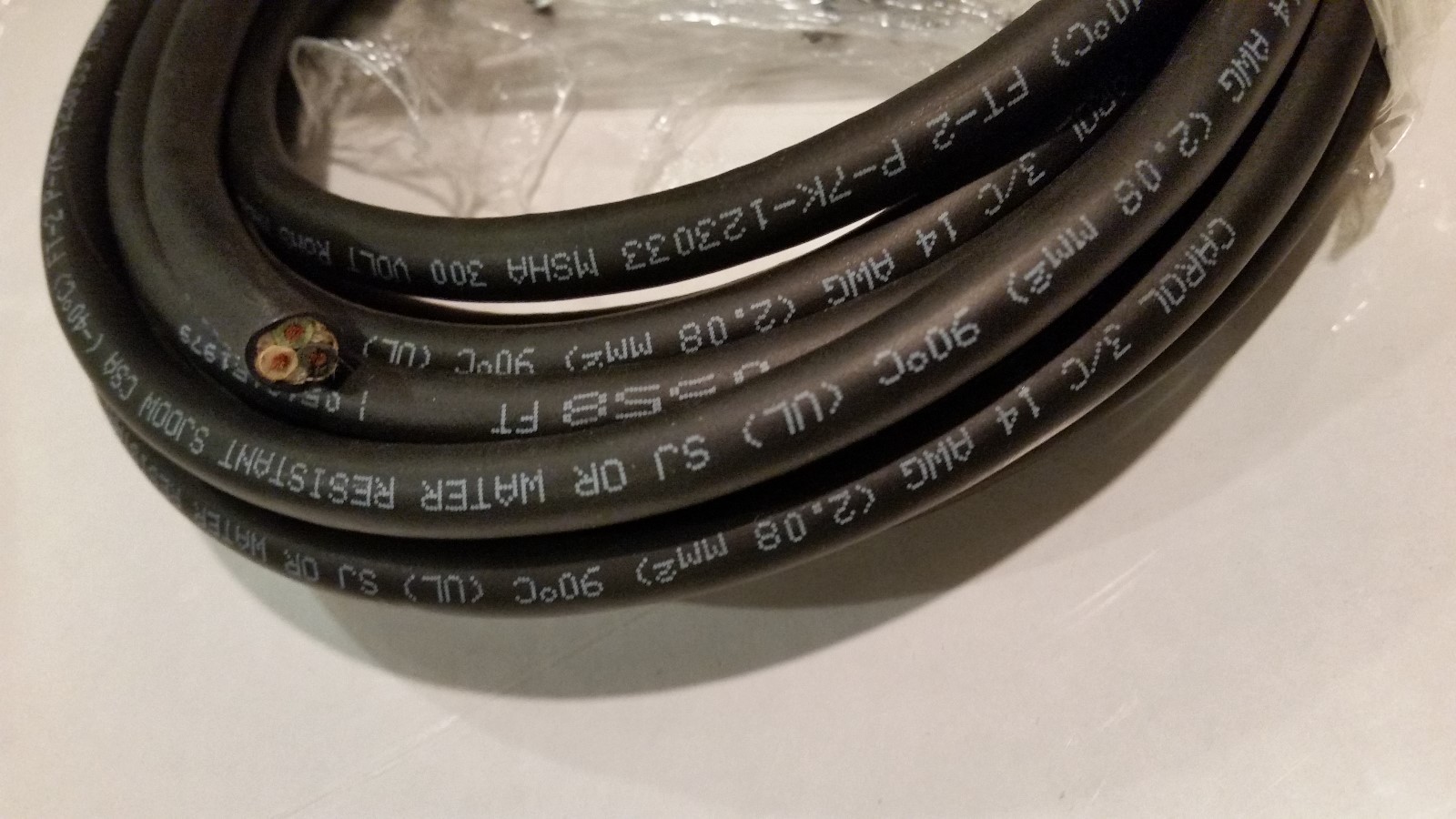 25’ 14/3 SJOOW Black Portable Cord Cable Wire Power Flexible Outdoor 300V USA