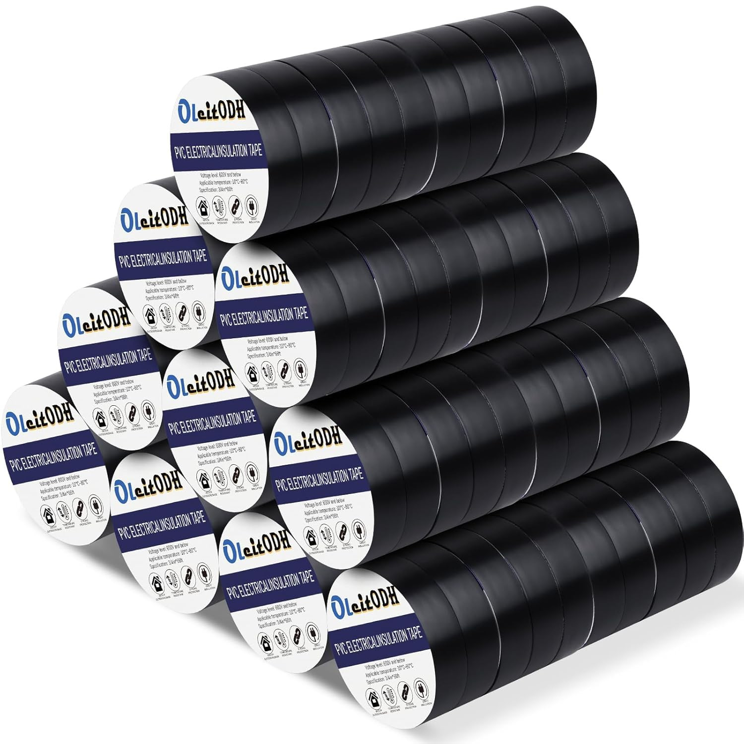 100 Rolls Black Electrical Tape Bulk 3/4 Inch X 66Ft, Waterproof Vinyl Electric