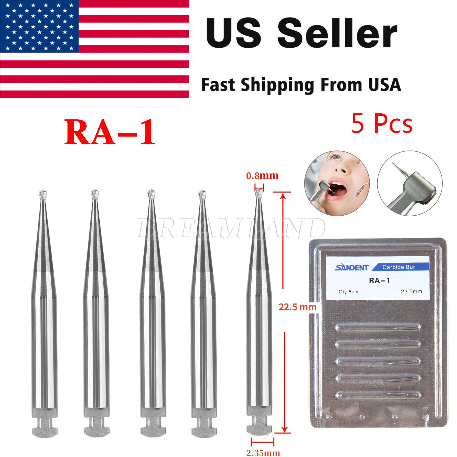 Dental Carbide Length Bur Latch Round Burs 1 2 3 4 5 6 7 8 for Contra Angle