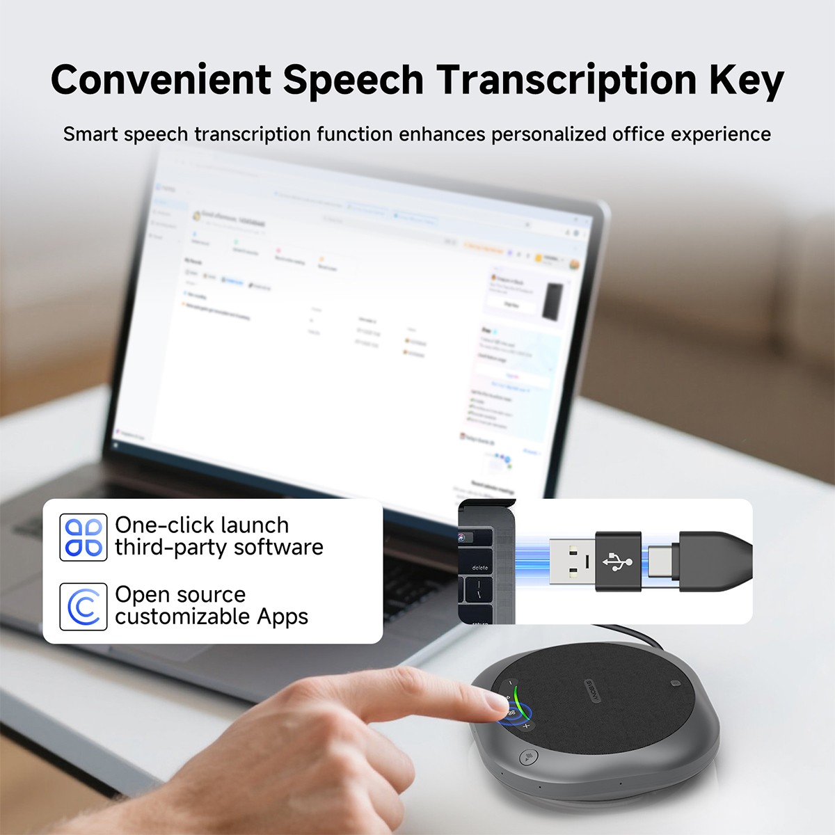 SVBONY Bluetooth Speaker Conference Microphone AI Noise Reduction 18H Call Time