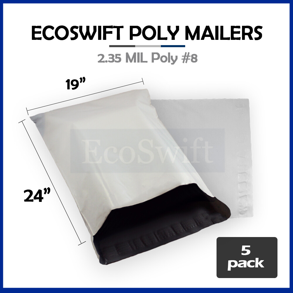 5 19×24 ECOSWIFT WHITE POLY MAILERS SHIPPING ENVELOPES BAGS