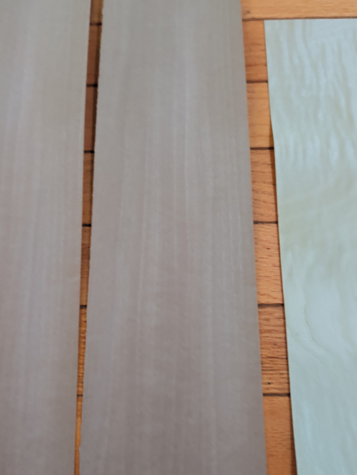 3 Pieces gray veneer 4 1/4″ x 21″ & 3 blue green pieces wood 1/42″ dyed