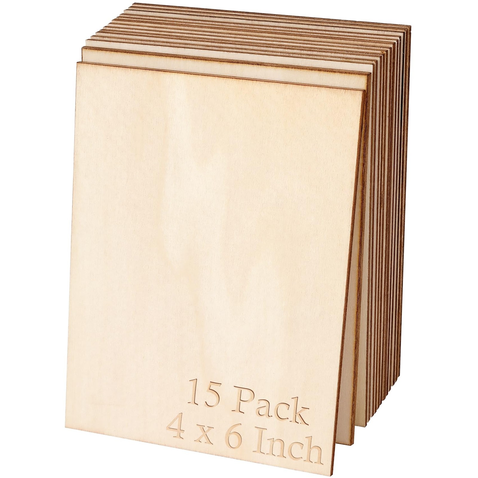 15 Pcs 4 x 6 Inch Unfinished Wood Squares Natural Wooden Craft Boards Set