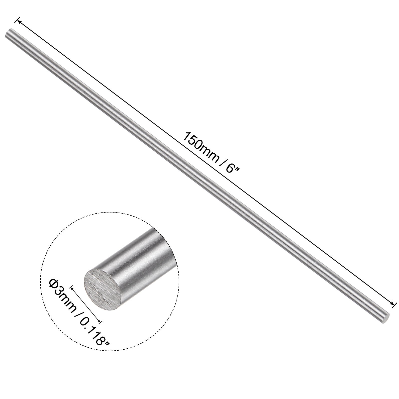 Round Metal Rods 3mm x 150mm High Speed Steel (HSS) Lathe Bar Stock 10 Pcs