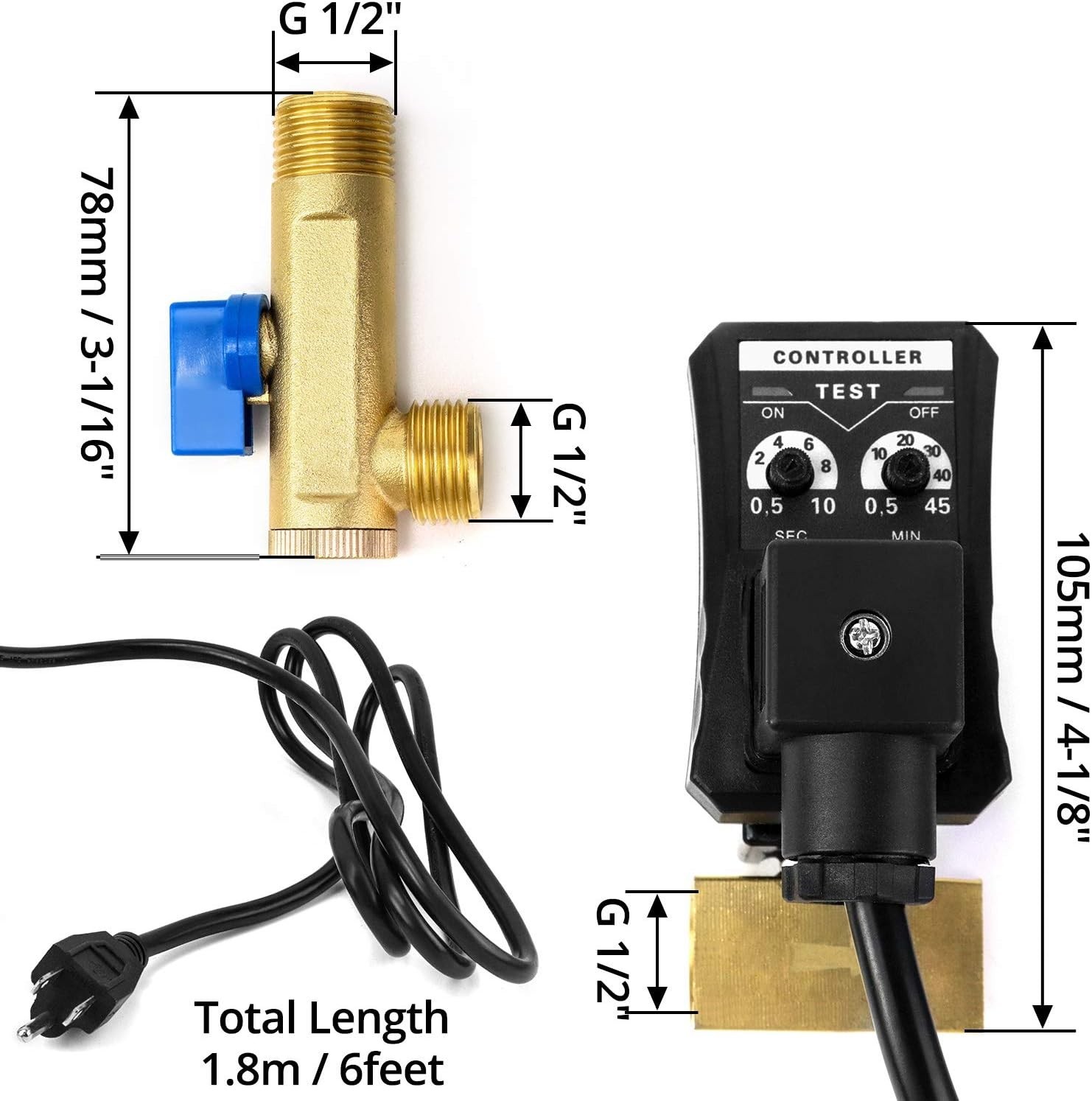 Automatic Timed Condensate Drain Valve, 1/2″ AC 110V 2-Way Direct-Acting Drain V