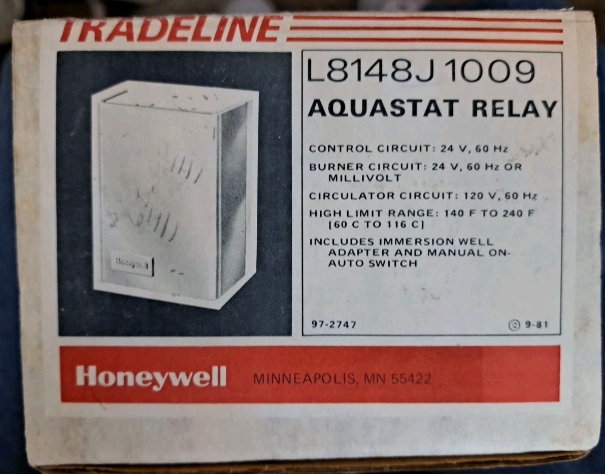 NIOB Honeywell / Resideo L8148J1009 Aquastat Relay New Old Stock!