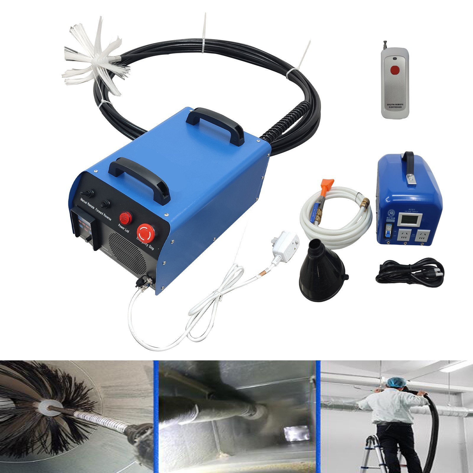 110V Air Duct Pipeline Cleaning Machine,0-1400r/min Industrial Dust Collector