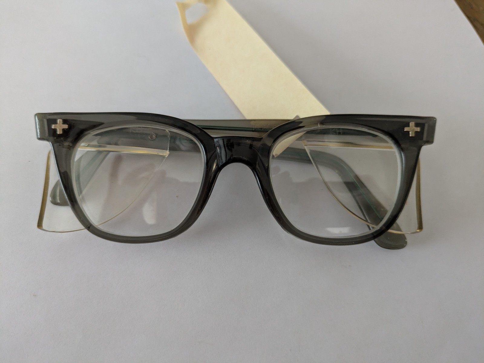 Vintage 1960 VisionGuard Full Frame Safety Glasses, Clear Lens, Gray/Black Frame