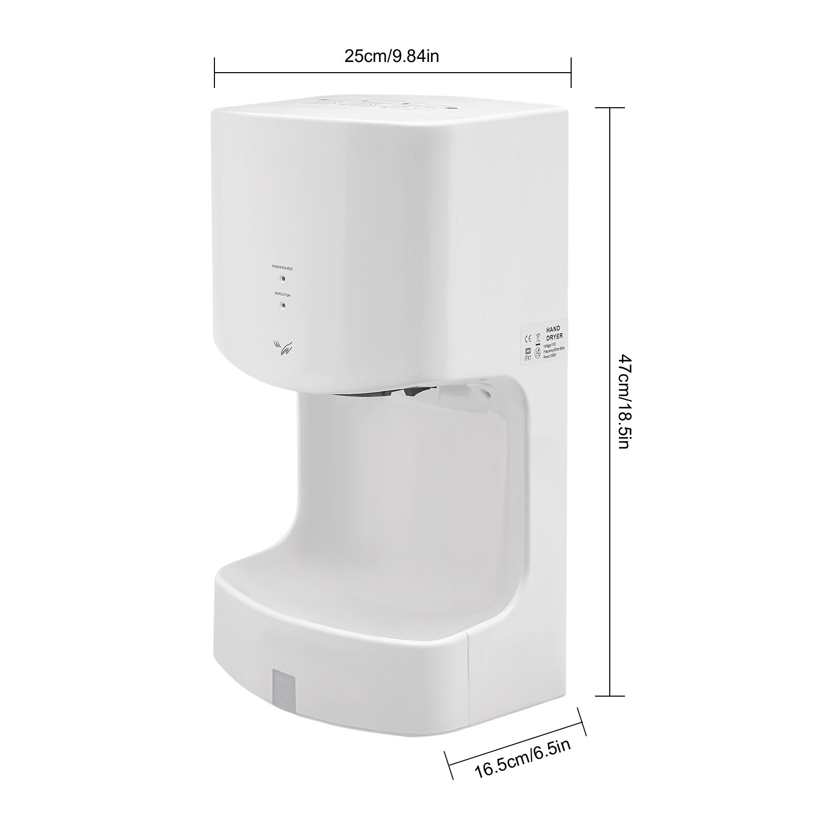 1000W Automatic Wall Mounted Hand Dryer Electric Jet Hand Dryer with Drip Tray
