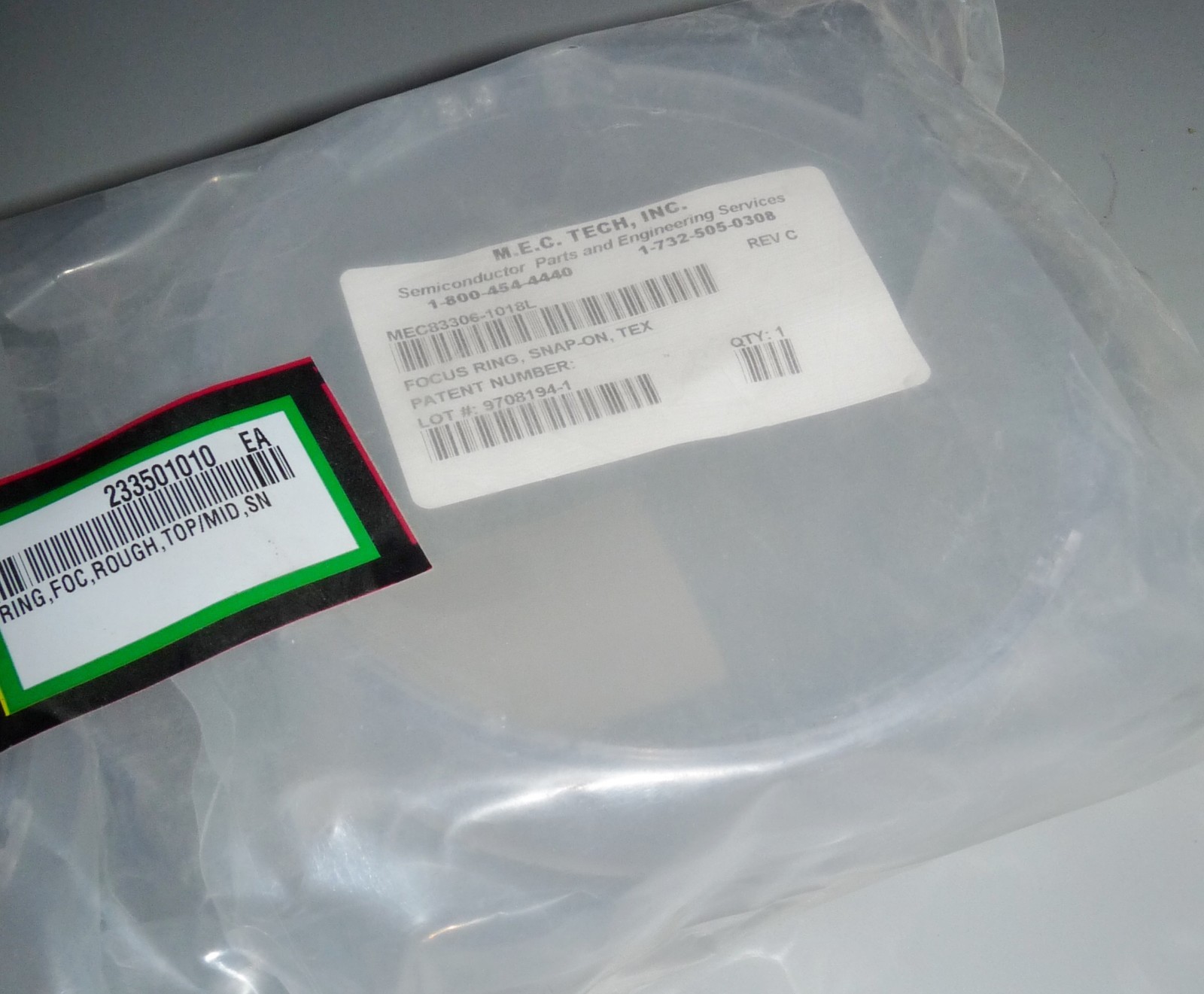 NEW MEC TECH MEC83306-1018L AMAT APPLIED MATERIALS INTEL FOCUS RING SNAP-ON TEX
