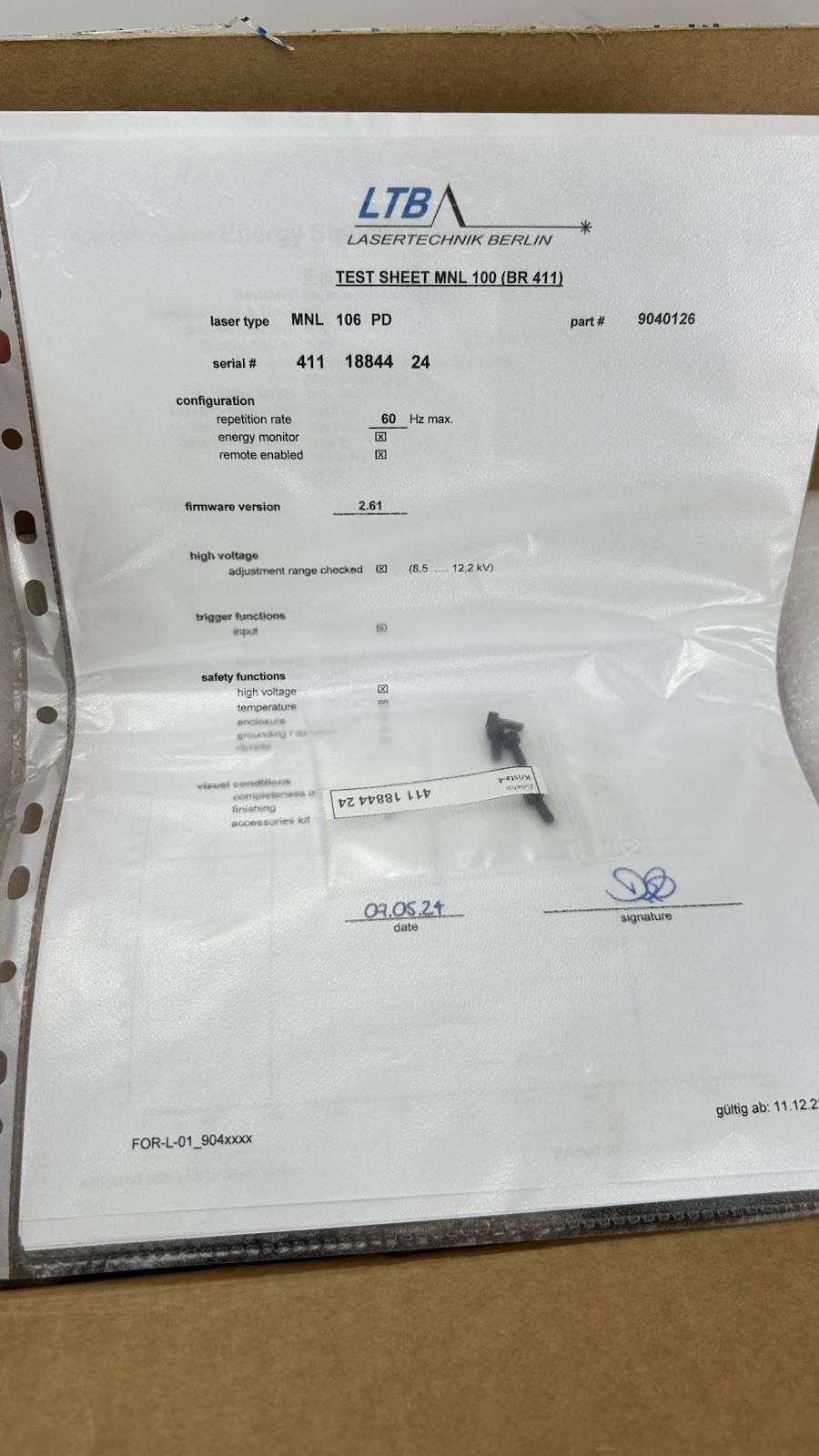 LTB Lasertechnik Berlin MNL 106-PD scientific / lab nitrogen laser NO PWR CORD
