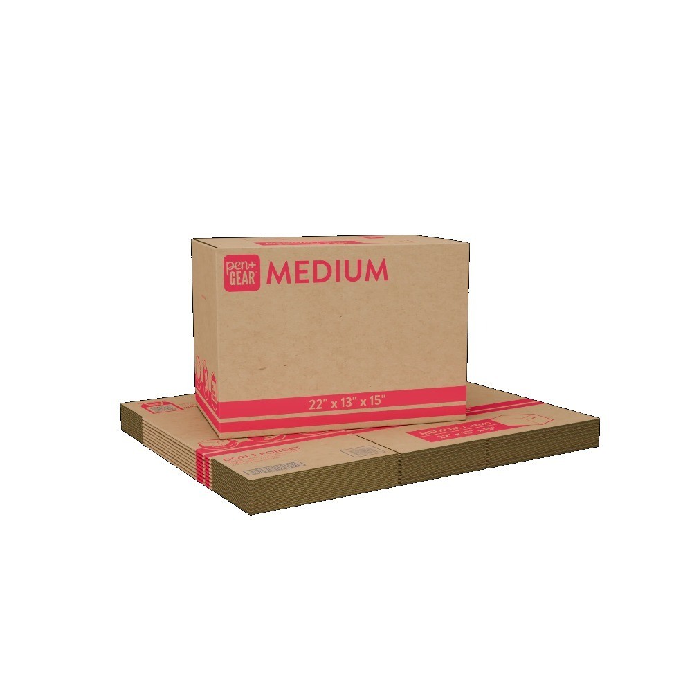 (10 pack) Medium Moving Boxes, 22 in. L x 13 in. W x 15 in. H, Kraft
