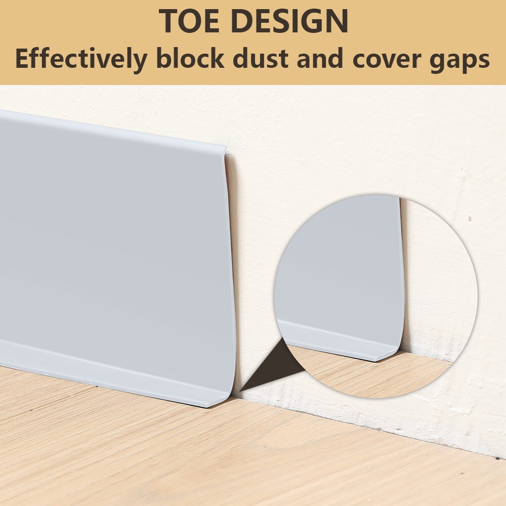 Vinyl Wall Base Baseboard Molding Trim 4″x 40FT Flexible Self Adhesive Grey