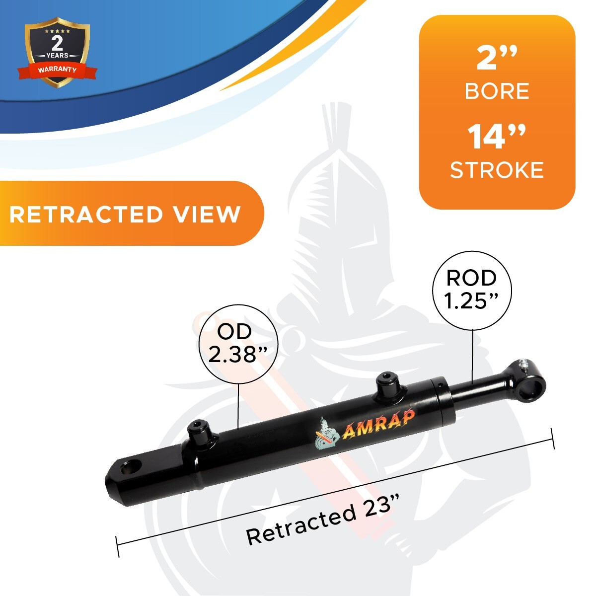 2×14 Hydraulic Cylinder 2″ Bore 14″ Stroke – Double Acting Welded Tang Universal