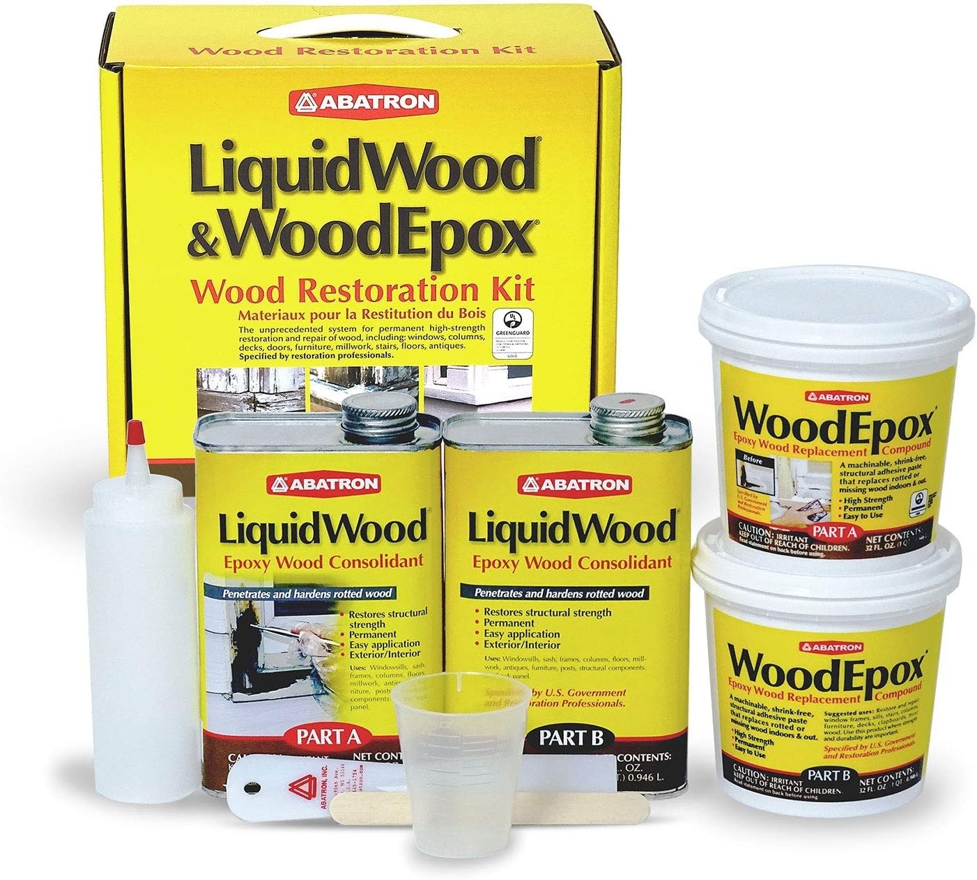 Abatron Wood Restoration Kit – 4 Quart – Includes LiquidWood Epoxy Resin Wood Ha